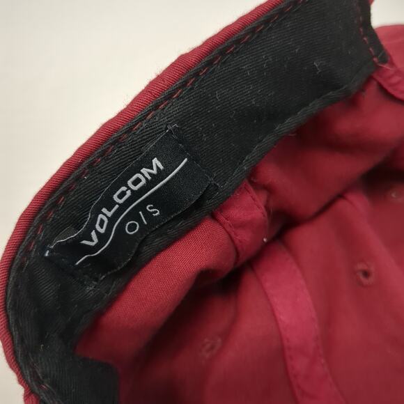 Volcom Slideback Hat Red One Size Embroidered Spell Out Adjustable - Picture 10 of 10